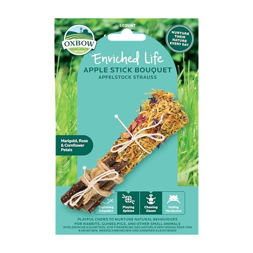 Oxbow Enriched Life Apple Stick Bouquet - Rabbit Toys, Guinea Pig Toys, Hamster, Rabbit, Chinchilla, Rat, Chinchilla Cage Accessories, Guinea Pig Accessories for Cage