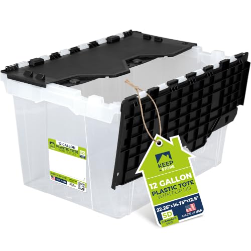 Image of 12 Gallon Clear Storage Tote with Flip Lid, Standard Duty, Pack of 1