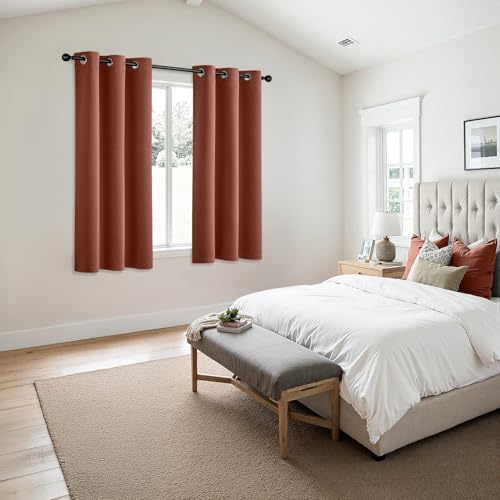 Image of MIULEE Blackout Curtains for Bedroom Living Room 2 Panels, Thermal Insulated Room Darkening Drapes Grommet Noise Reducing Light Blocking Window Treatments 45 Inches Long 40x45 Inch Terracotta