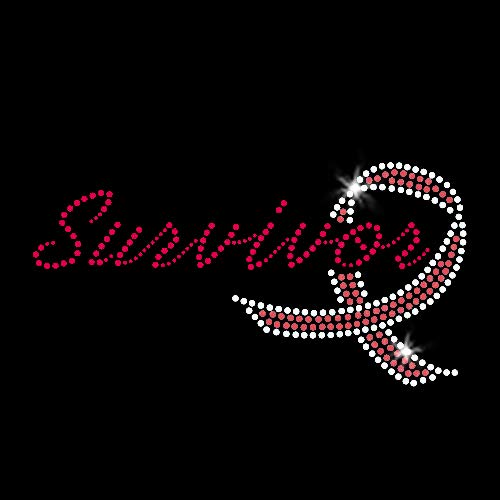 Survivor Pink Ribbon Iron On Rhinestone Crystal Rhinestud T-Shirt Transfer by Jubilee Rhinestones by Jubilee Rhinestones