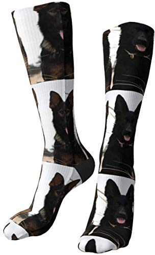 Black German Shepherd Puppies Men's/Women's Comfortable Casual Funny Long Knee High Socks Compression Socks Winter Warm Soccer Socks #TOP1
