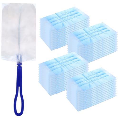 40 Pcs Recambio Plumero Atrapapolvo Recambios Kit, Duster Paños de Repuesto con Imán para Polvo, Plumero Plano Magnéticos para Pelo de Mascotas y Suciedad, con 1 Mango