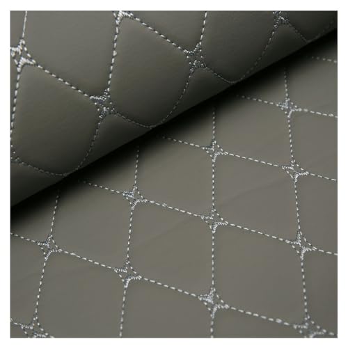Tissu en simili cuir matelassé PU gris 1.4x4m avec élégante broderie couture