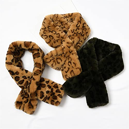 Leopard Fleece Plush Cross Tie Faux Fur Neck Warmer Neck Gaiter Fuzzy Scarf for Girls Boys Outdoor Activity3