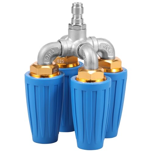 4-in-1 Turbo Nozzle Pressure Washer Nozzle Tips, 2.0 Orifice Quadruple Turbine Nozzle, 360° Rotating with 1/4