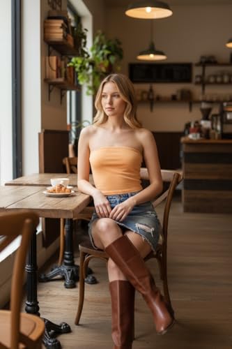 Image of ToBeInStyle Women's Cotton-Spandex Blend Stretchy Tube Top