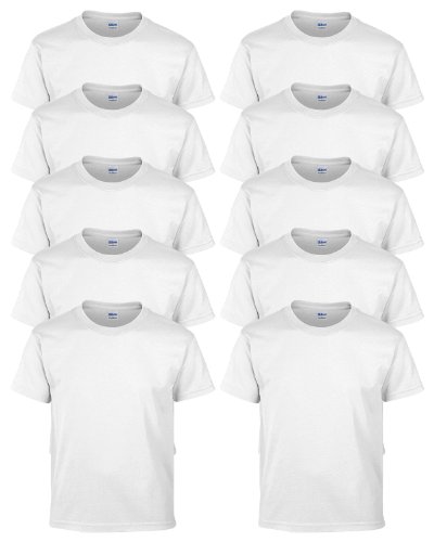 Amazon.com: Gildan Youth Poly Cotton Blend T-Shirt, White, Medium