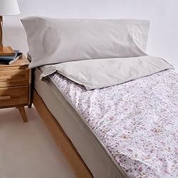 Funda Nordica Relleno Incluido 10XDIEZ Funda Saco Nórdico Ajustable Cama Individual (No Incluye Relleno) - (Rosa Flowers - Cama 105cm)