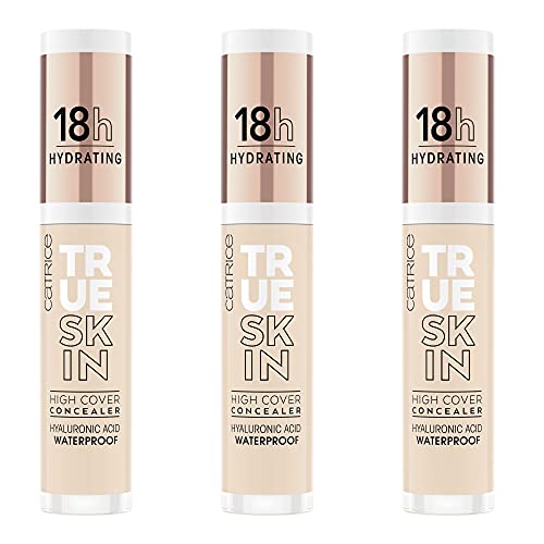 Catrice True Skin High Cover Concealer, corrector, n.º 002 Neutral Ivory, nude, antiacné, larga duración, matificante, mate, natural, vegano, sin aceites, resistente al agua, paquete de 3 (3 x 4,5 ml)