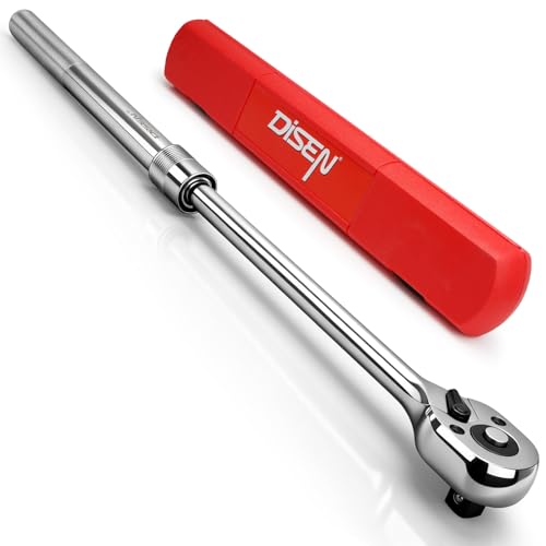 DISEN 3/4 Extendable Drive Ratchet 24-Tooth Gear with 15 Sweep Quick-Release Reversible Ratcheting with Reinforced Steel