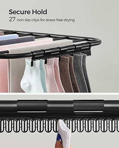 Songmics Clothes Drying Rack, Foldable 2-Level Laundry Drying Rack, Free-Standing Large Drying Rack, With Height-Adjustable Wings, 33 Drying Rails, Sock Clips, Black Ullr053B01 #TOP3