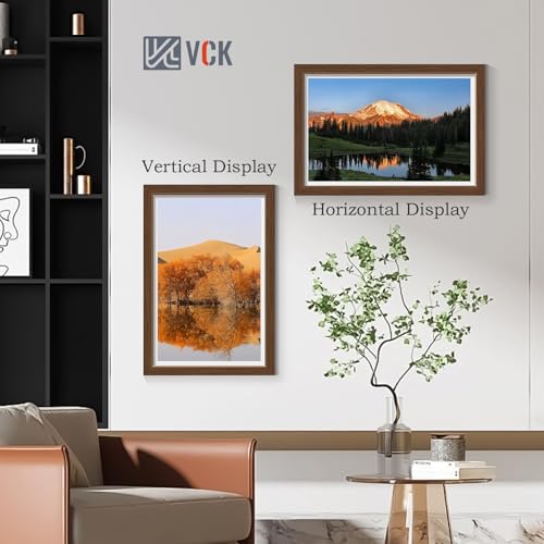 Image of VCK 12x18 Frame 5 Pack, Brown Wood, 11x17 Mat, Glass, for Picture Prints