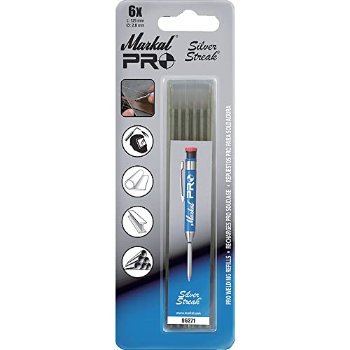 Markal 96271 Silver Streak Pro Refills, Silver Color, 6 Pack- Silver Streak Refill For Markal Pro Holder model 96270-Unique Reflective Lead Perfect for Welding and Fabricating, Made in USA #1