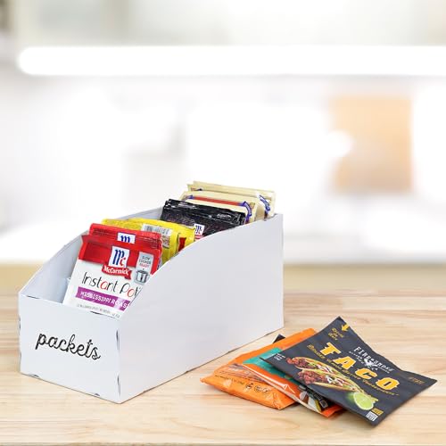 AuldHome-Design-Farmhouse-Food-Packet-Organizers-2-Pack-White-Pantry-Organization-Divided-Compartment-Bins-for-Food-Mixes-and-Spice-Packets AuldHome Design Farmhouse Food Packet Organizers 2 Pack White Pantry Organization Divided Compartment Bins for Food Mixes and Spice Packets