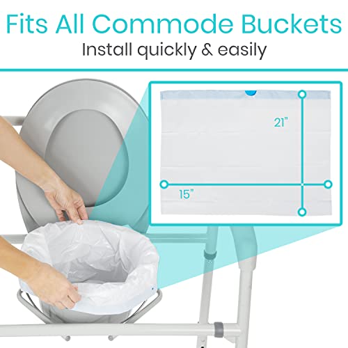 Vive Commode Liners For Bedside Toilet Chair Bucket, Bedpan (24 Pack) - Caregiver Supplies For Potty Portable Toilet Bowl - Disposable Medical Adults Supplies Seat Covers Chair - Universal Size (24) #TOP2