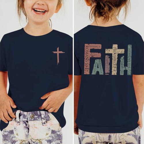 Image of Jesus Shirt for Girls Christian Faith Tshirts Kids Cute Bible Verse Graphic Tees Inspirational God Religious Clothes