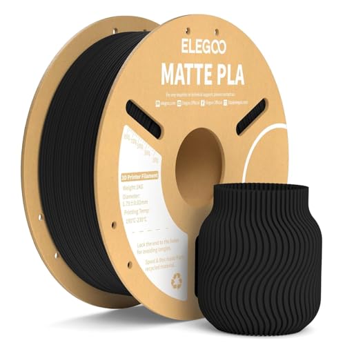 Image of ELEGOO PLA+ Matte Filament Black1.75mm 1KG, PLA Plus 3D Printer Filament, Dimensional Accuracy + /- 0.02 mm, Tough & High Strength, Fit for Most FDM Printers(1KG /Spool, 2.2 lbs)