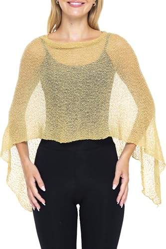 Image of SHU-SHI Womens Sheer Knit Poncho Shrug Lightweight Cover Up One Size Fits Most