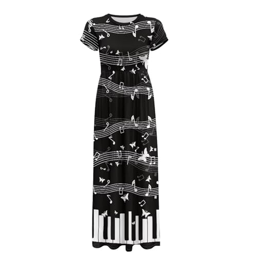 Womens Maxi Summer Dress with Pockets Crew Neck Casual Short Sleeve Sundress Trendy A Line Long Dresss Size S-4XL4