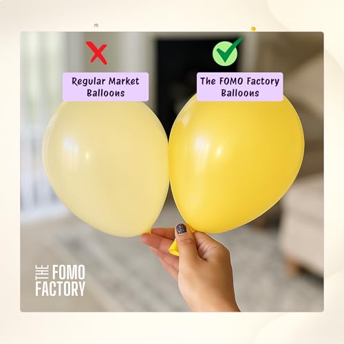 Image of The FOMO Factory Pastel Yellow Golden Birthday Decoration Kit | White, Gold, Silver, Yellow Balloon Arch Kit + Foil Curtains + HBD Banner | Unique Birthday Decoration, DIY Kids Party Prop (Yellow53)