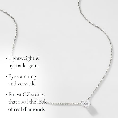 NADRI Hoop Necklace For Women - Exquisite 18k Gold Necklace and Rhodium Fine Jewelry For Women - Cubic Zirconia Necklace - Large Cushion CZ Pendant Necklace…4