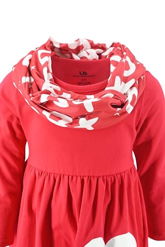 Image of Unique Baby Girls Kids Toddler 3pc Outfit Set Long Sleeve Stretch Tunic Top Leggings and Scarf