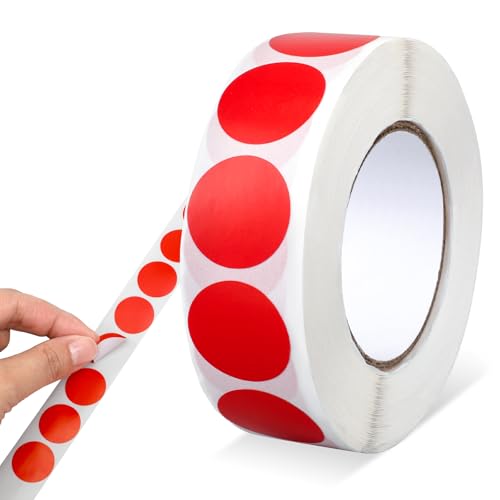 Rot Runde Aufkleber, 1,9 cm, 1000 Stück, Rot Punktaufkleber, Wasserfeste Kreisförmige Aufkleber, Farbkodierungsetikett für Büro, Geschäft, Zuhause, Klassenzimmer, Markierung
