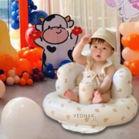 VEDHAK Inflatable Baby Seat for Babies 3 Months and Up, Toddler Floor Seats for Sitting Up, Built in Air Pump Baby Seats for Kids, Blow Up Baby Chair with Back Support. 4