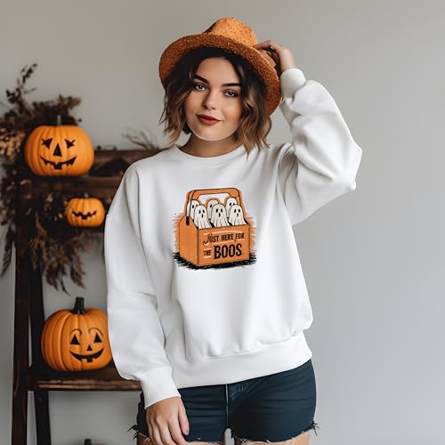 Just Here for The Boos Sweatshirt, Cute Ghost Sweater, Retro Halloween Crewneck, Boo Hoodie, Beer Lover Sweatshirt, Vintage Cute Ghost Halloween Sweat, Halloween Wine Sweatshirt, Halloween Gift3