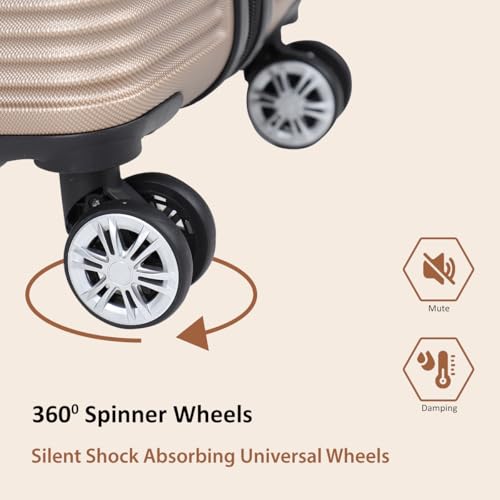 Image of Impulse Sydney Set of 3 Small, Medium & Large Size (Cabin & Check-inTrolley) Hard Sided PP 4 Wheel Spinner, Unbreakable Trolley Bag with Combi Lock, Trolley Bags for Travel, Suitcase (Beige)