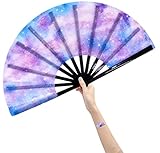 Amajiji Large Folding Hand Rave Fan Popping Fans Clap Fans for Line Dancing, Big Clacking Fan for Dance,Party,Decoration,Festival (Galaxy)