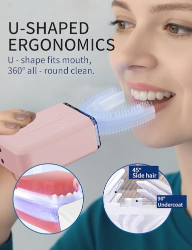 Image of U-Shaped Electric Toothbrush for Adults with 3-LED Modes, Automatic Toothbrush with IPX7 Waterproof, ultrasonic Toothbrush for Adult