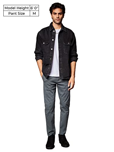 Image of The Souled Store Men Midnight Blue Solid Stretch Structured Pants