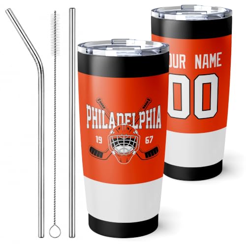Image of ANTKING Philadelphia Tumbler 20oz Custom Name Number Travel Mug Gifts | Stainless Steel Insulated Coffee Cup for Men Women