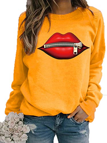 x8jdieu3 SuéTer De Mujer Casual Urbano De Un Solo Pecho con Estampado / Estampado Y TeñIdo De Manga Larga De Punto con Cuello Redondo Y Sin Sombrero