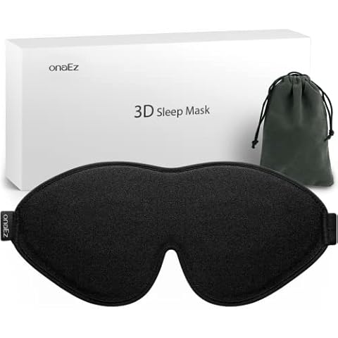 3D Schlafmaske für Herren und Frauen, onaEz 2023 Verbesserte Total Licht blockierendes Augenmaske, 12mm Vertiefte Augenhöhlen & erhöhen Nasenpads, Schlafbrille aus Seide für Reisen, Nickerchen Cover
