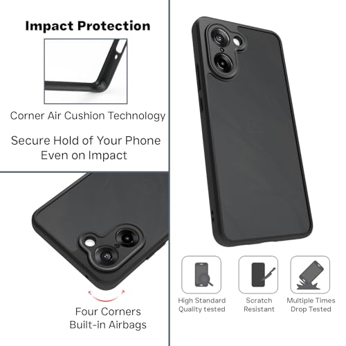 Image of RIGGEAR Shockproof Sleek Hybrid Armor Back Cover Case for OnePlus Nord CE5 / Nord CE 5 5G (Smoke Black Matte PC and Black TPU Bumper)