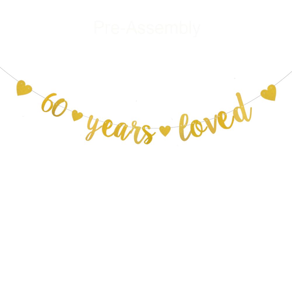 Dekorationsset Zum 60. Hochzeitstag – Banner & 6 Hängende Wirbel, Glitzernd, Silber