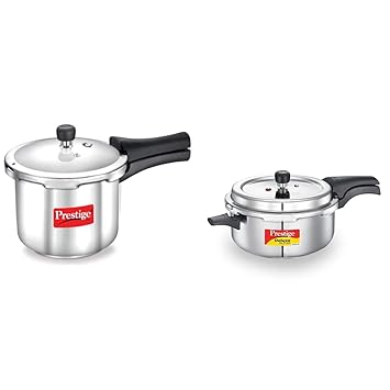 Prestige Popular Stainless Steel Pressure Cooker, 2 Litres, Silver + Prestige Svachh, 20255, 5 L, Deep Pressure Pan, with deep lid for Spillage Control