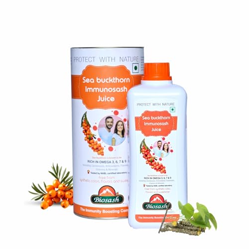 Image of Biosash Sea Buckthorn IMMUNOSASH Juice 750ml | From Certified Organic Berries, Cold-Pressed | Rich in Omega 3 6 7 9 & Vitamins | Herbal extracts |No Added Sugar | Immunity & Vitality | 150 Serves