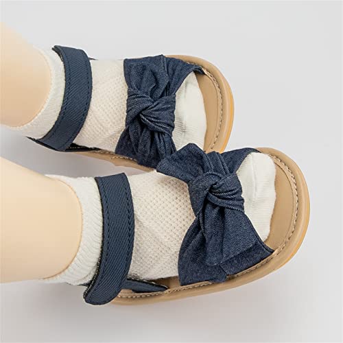 Baby Infant Boy Girl Sandals Shoes Newborn First Walkers Crib Shoes Open Toe Flat Shoes Summer (Dark Blue, 13 Toddler)4