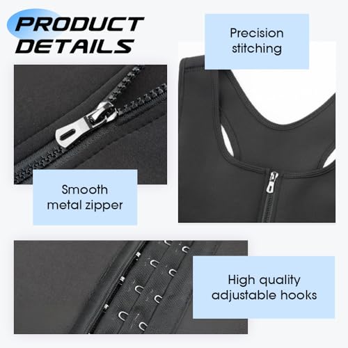 Men's Zipper Waist Trainer Trimmer Vest, Shapewear Slimming Body Shaper Compression Shirt Tank top with Zipper4