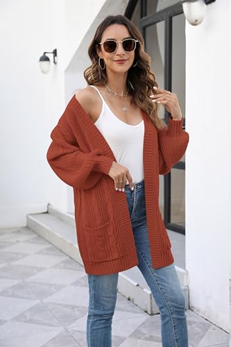 Women's Cable Knit Cardigan Sweaters Open Front Long Sleeve Oversized Cardigans Chunky Fall Pockets Outerwear2