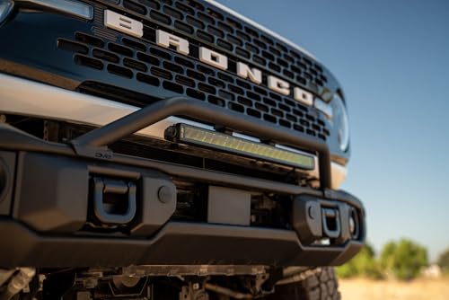 Image of DV8 Capable Bull Bar for 2021-2026 Ford Bronco Steel Front Design | For The Bumper, Compatible w / (1) 13-20 inch Light Bar or 3 inch Pod Lights, Adjustable & Removable Light Tabs