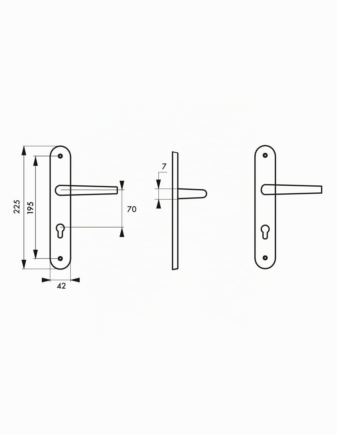 THIRARD - Conjunto de Manillas para Puerta de Entrada Poseidon - Acero Inoxidable Cepillado - Uso Práctico - Orificio para Cilindro - Distancia 195 mm - Cuadrado 7 mm - Diseño Elegante - Gris