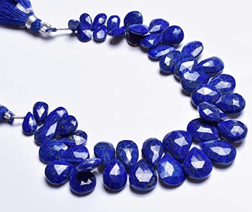 Perles en lapis lazuli véritable LKBEADS facettées poire pour enfiler sans fendre