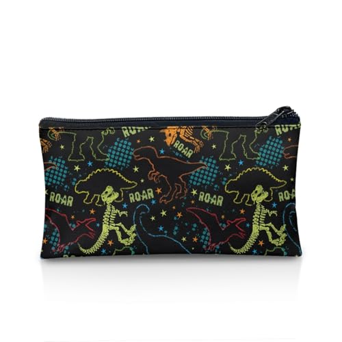 Image of Dinosaur Skeleton Pencil Case Lightweight Black Pencil Box for Preschool Toddlers Girls Pen Holder for Stationery Storage Ideal for School Classroom