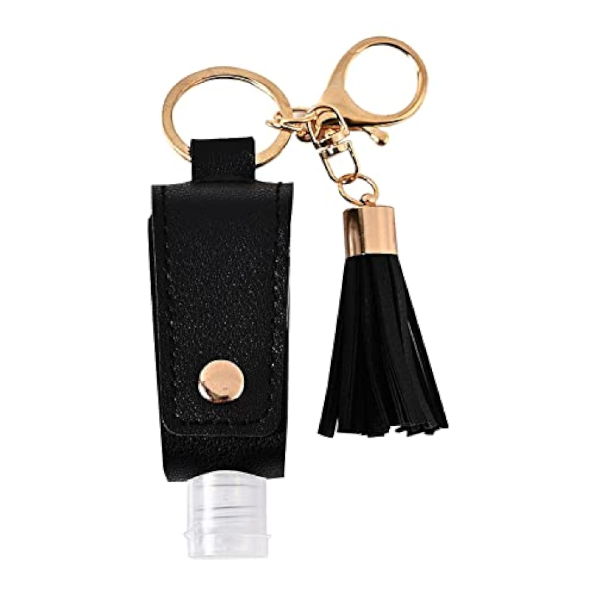 30ML Empty Bottle Refillable Hands Sanitizer Keychain Holder Pouch Black