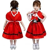 [Lalapala] ハロウィン コスプレ 子供 女の子 赤ずきんちゃん コスチューム キッズ 仮装 2点セット ワンピース マット リボン付き コスプレ衣装 赤ずきんドレス ワンピース 子供服 ハロウィン 仮装 子供コスプレ パーティー クリスマス 衣装 仮装大会 学園祭 イベント 舞台服 誕生日 プレゼント (レッド, 140)
