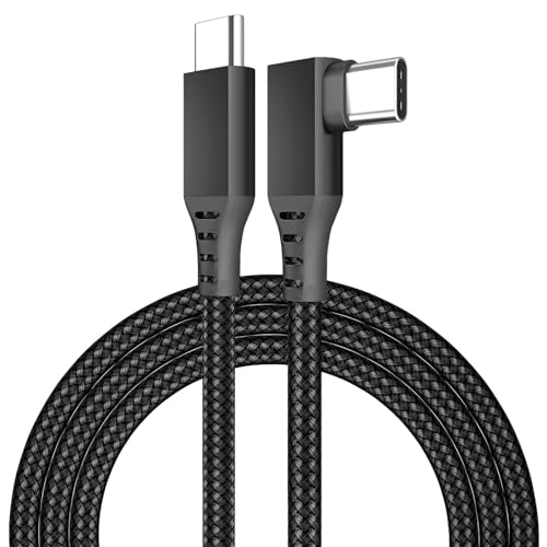 MMOBIEL VR Link Kabel USB-C zu USB-C für Meta Quest 3S / 3/2 / Pro, Pico 4 Ultra / 4 und PC/Steam VR 90 Grad Typ-C Nylon Geflochtenes Kabel für VR Headset Gaming - 3m - Schwarz